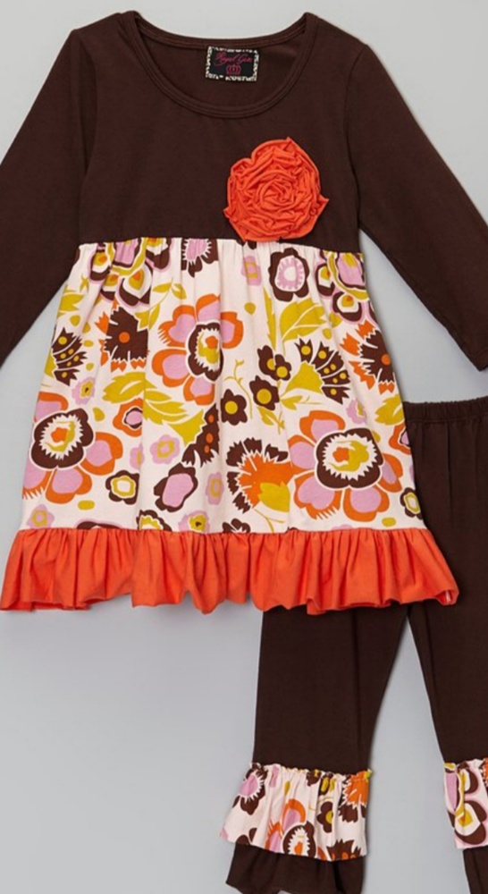 Brown & floral tunic & leggings (3T-4T)